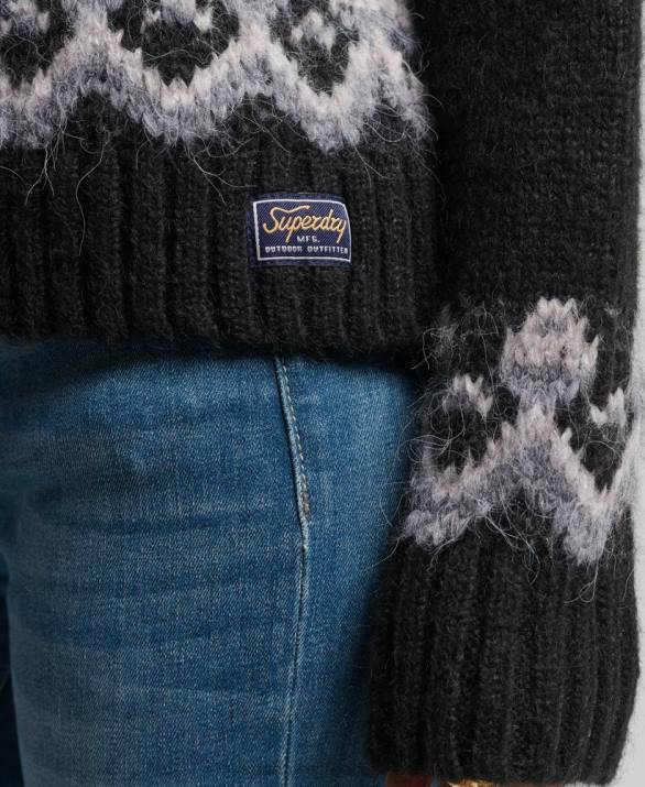 vintage slouchy πλεκτό jumper γυναίκες είδη ένδυσης μαύρος Superdry L02L3978