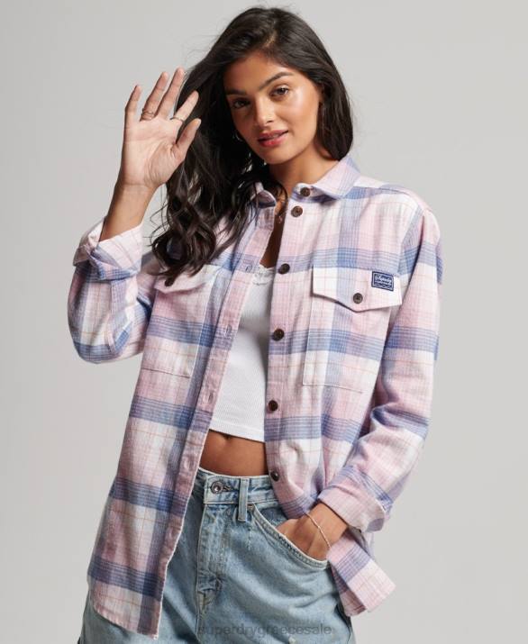 vintage check overshirt γυναίκες είδη ένδυσης ροζ Superdry L02L1958