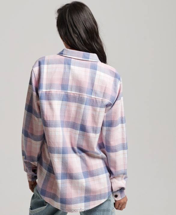 vintage check overshirt γυναίκες είδη ένδυσης ροζ Superdry L02L1958