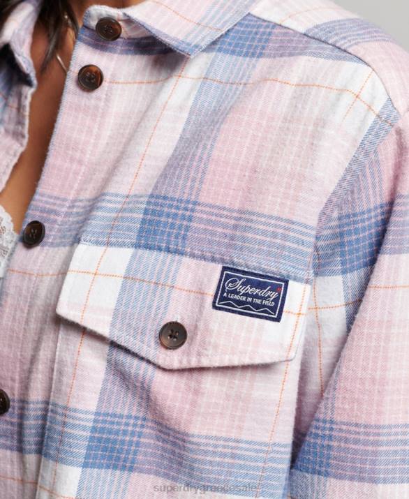 vintage check overshirt γυναίκες είδη ένδυσης ροζ Superdry L02L1958