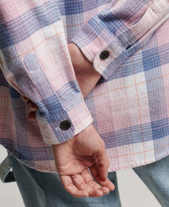 vintage check overshirt γυναίκες είδη ένδυσης ροζ Superdry L02L1958