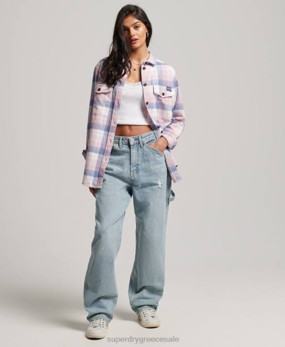 vintage check overshirt γυναίκες είδη ένδυσης ροζ Superdry L02L1958
