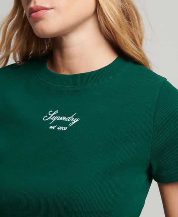 Heritage logo crop fit top γυναίκες είδη ένδυσης πράσινος Superdry L02L3005