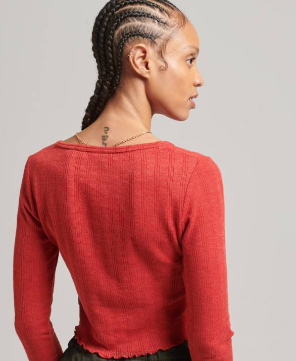 crop top από βιολογικό βαμβάκι vintage πουέντ γυναίκες είδη ένδυσης το κόκκινο Superdry L02L6688