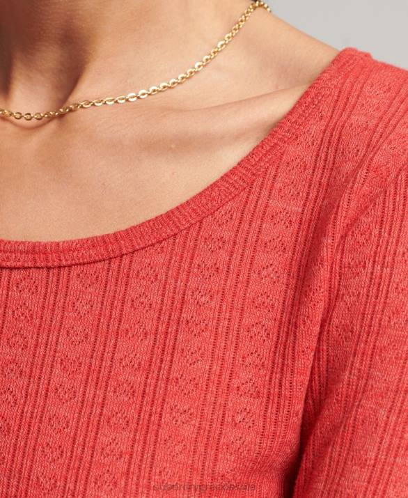 crop top από βιολογικό βαμβάκι vintage πουέντ γυναίκες είδη ένδυσης το κόκκινο Superdry L02L6688