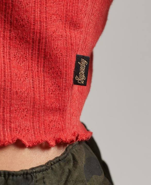 crop top από βιολογικό βαμβάκι vintage πουέντ γυναίκες είδη ένδυσης το κόκκινο Superdry L02L6688