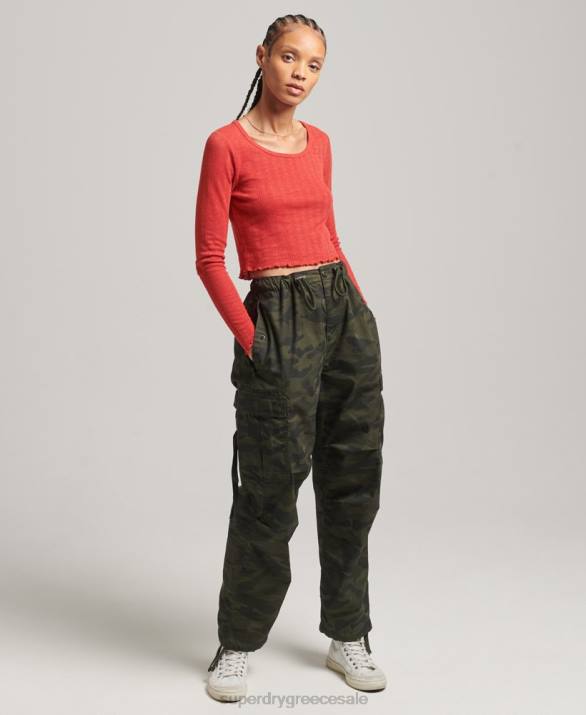 crop top από βιολογικό βαμβάκι vintage πουέντ γυναίκες είδη ένδυσης το κόκκινο Superdry L02L6688