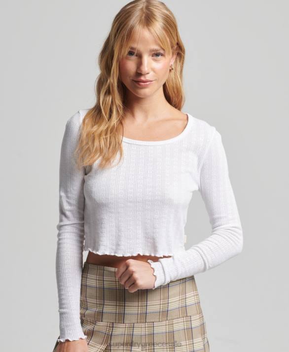 crop top από βιολογικό βαμβάκι vintage πουέντ γυναίκες είδη ένδυσης άσπρο Superdry L02L6722