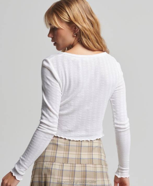crop top από βιολογικό βαμβάκι vintage πουέντ γυναίκες είδη ένδυσης άσπρο Superdry L02L6722