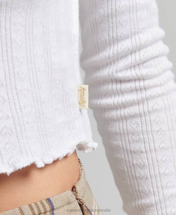 crop top από βιολογικό βαμβάκι vintage πουέντ γυναίκες είδη ένδυσης άσπρο Superdry L02L6722