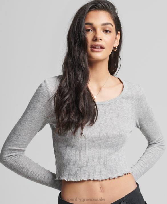 crop top από βιολογικό βαμβάκι vintage πουέντ γυναίκες είδη ένδυσης γκρί Superdry L02L6724