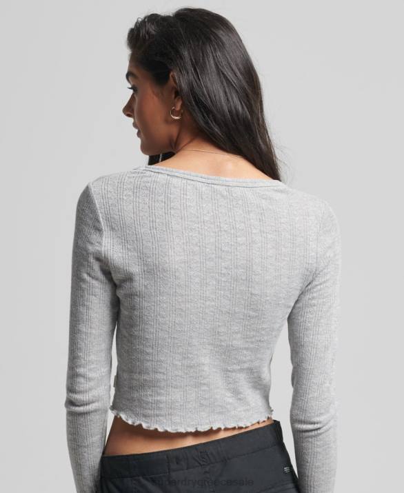 crop top από βιολογικό βαμβάκι vintage πουέντ γυναίκες είδη ένδυσης γκρί Superdry L02L6724