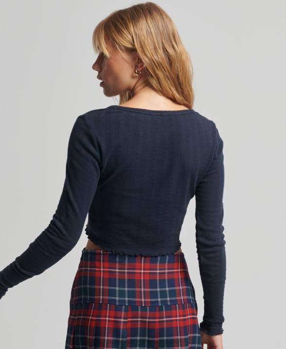 crop top από βιολογικό βαμβάκι vintage πουέντ γυναίκες είδη ένδυσης ΠΟΛΕΜΙΚΟ ΝΑΥΤΙΚΟ Superdry L02L6748