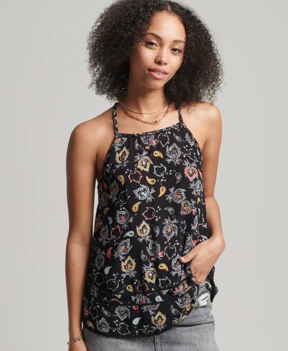 vintage beach cami top γυναίκες είδη ένδυσης μαύρος Superdry L02L6746