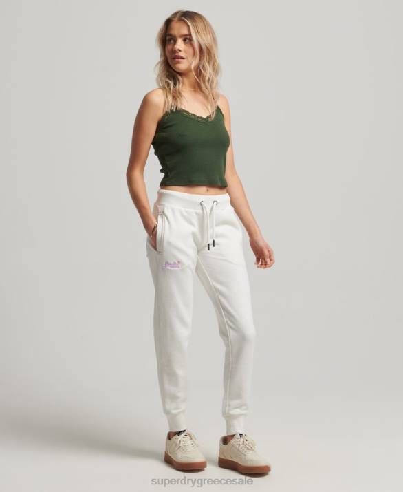 vintage λογότυπο κεντημένα joggers γυναίκες είδη ένδυσης άσπρο Superdry L02L2308