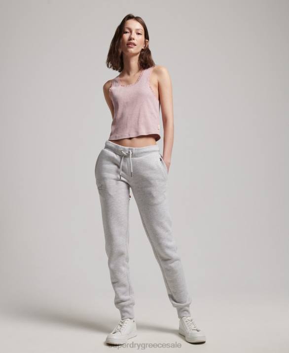 vintage λογότυπο κεντημένα joggers γυναίκες είδη ένδυσης ανοιχτό γκρι Superdry L02L3896