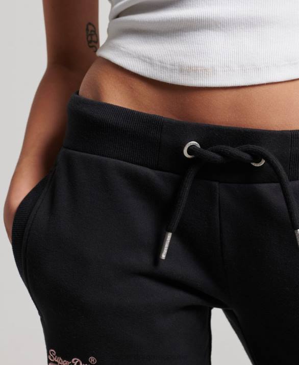vintage λογότυπο κεντημένα joggers γυναίκες είδη ένδυσης μαύρος Superdry L02L3903