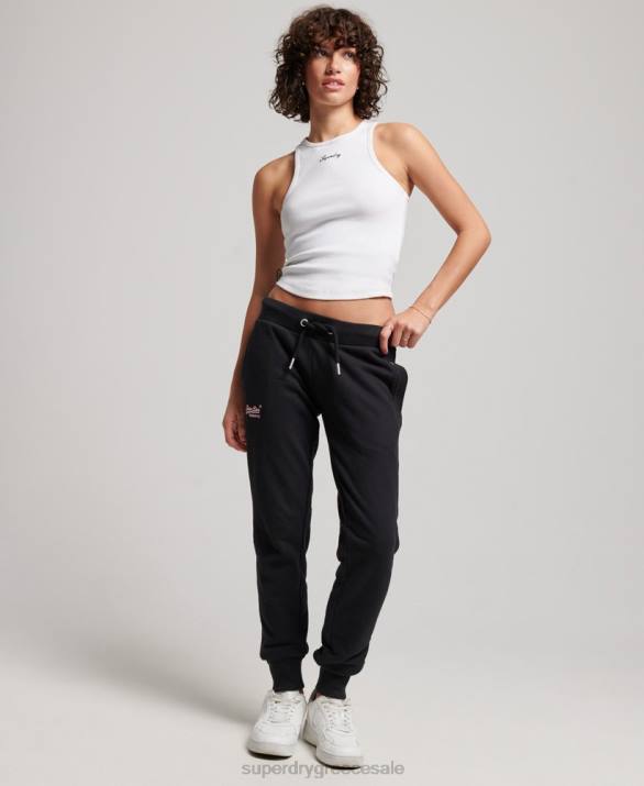 vintage λογότυπο κεντημένα joggers γυναίκες είδη ένδυσης μαύρος Superdry L02L3903