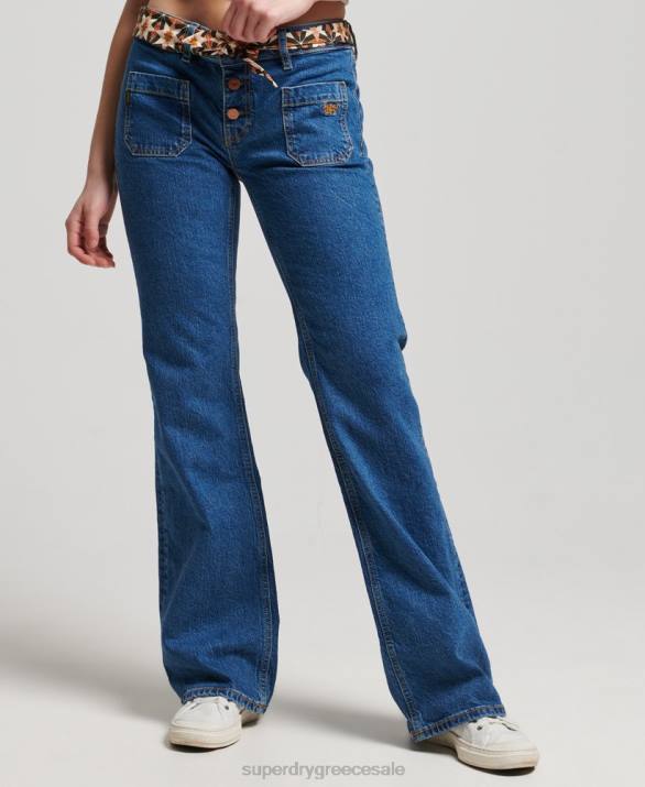 vintage slim flare τζιν από οργανικό βαμβάκι γυναίκες είδη ένδυσης σκούρο μπλε Superdry L02L3893