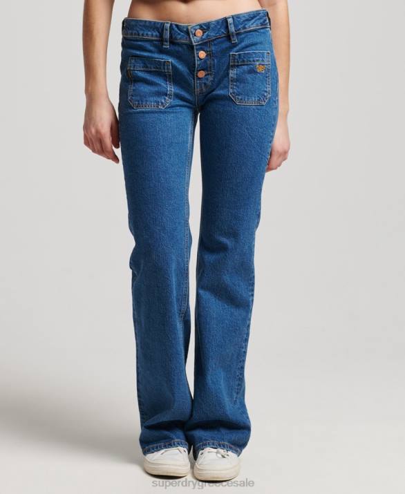 vintage slim flare τζιν από οργανικό βαμβάκι γυναίκες είδη ένδυσης σκούρο μπλε Superdry L02L3893