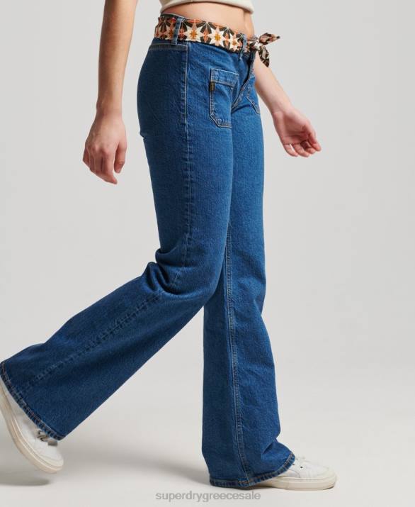 vintage slim flare τζιν από οργανικό βαμβάκι γυναίκες είδη ένδυσης σκούρο μπλε Superdry L02L3893