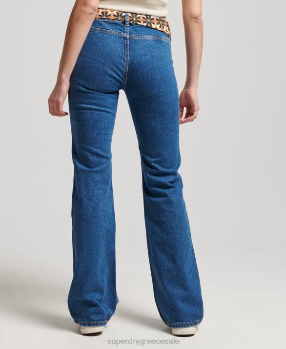 vintage slim flare τζιν από οργανικό βαμβάκι γυναίκες είδη ένδυσης σκούρο μπλε Superdry L02L3893