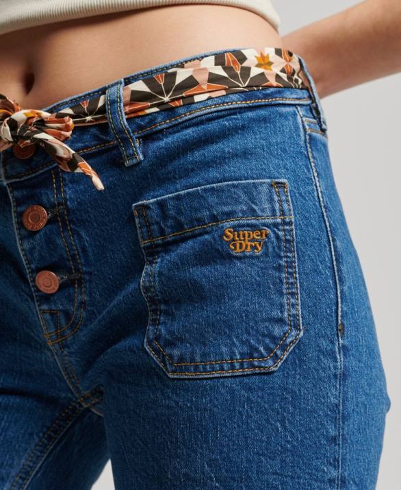 vintage slim flare τζιν από οργανικό βαμβάκι γυναίκες είδη ένδυσης σκούρο μπλε Superdry L02L3893