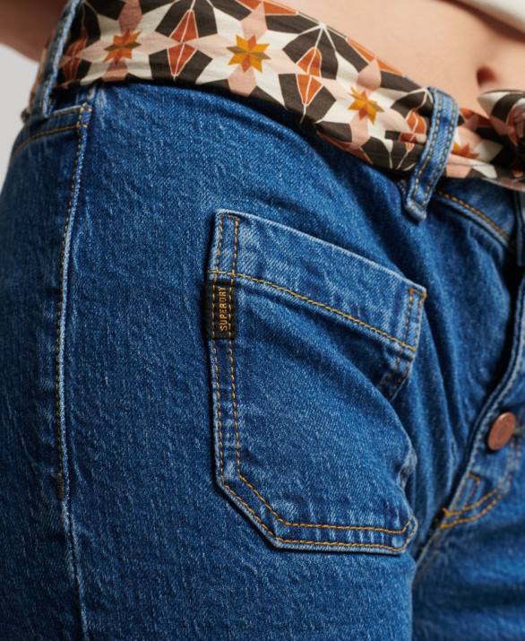 vintage slim flare τζιν από οργανικό βαμβάκι γυναίκες είδη ένδυσης σκούρο μπλε Superdry L02L3893