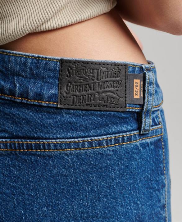 vintage slim flare τζιν από οργανικό βαμβάκι γυναίκες είδη ένδυσης σκούρο μπλε Superdry L02L3893