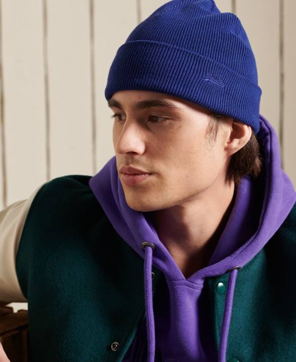vintage λογότυπο beanie άνδρες αξεσουάρ μπλε Superdry L02L1807