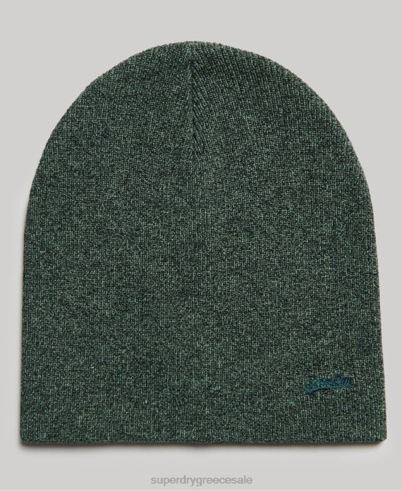βιολογικό βαμβάκι πορτοκαλί ετικέτα vintage logo beanie άνδρες αξεσουάρ πράσινος Superdry L02L1701