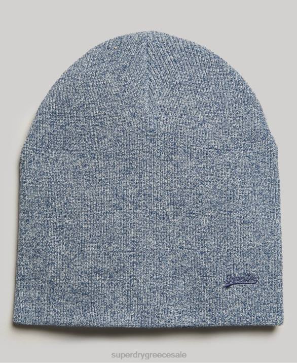 βιολογικό βαμβάκι πορτοκαλί ετικέτα vintage logo beanie άνδρες αξεσουάρ μπλε Superdry L02L6363