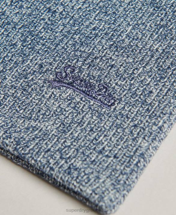 βιολογικό βαμβάκι πορτοκαλί ετικέτα vintage logo beanie άνδρες αξεσουάρ μπλε Superdry L02L6363