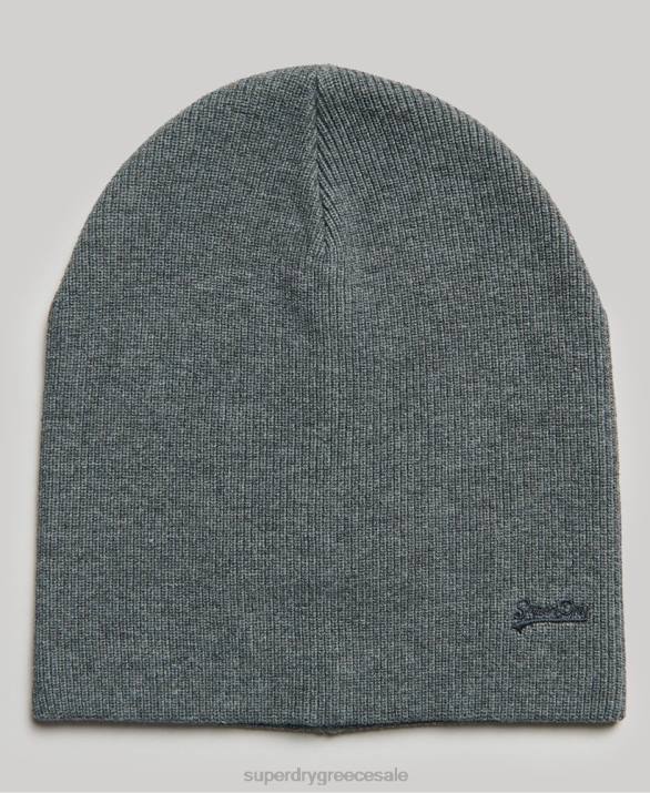 βιολογικό βαμβάκι πορτοκαλί ετικέτα vintage logo beanie άνδρες αξεσουάρ γκρί Superdry L02L6434