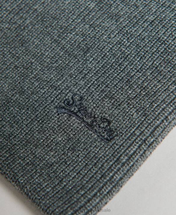βιολογικό βαμβάκι πορτοκαλί ετικέτα vintage logo beanie άνδρες αξεσουάρ γκρί Superdry L02L6434