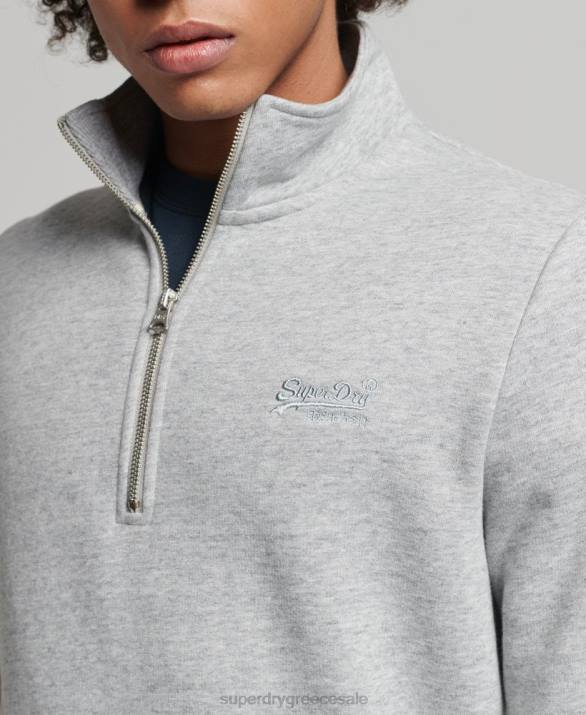Φούτερ henley με φερμουάρ vintage λογότυπο από οργανικό βαμβάκι άνδρες είδη ένδυσης γκρί Superdry L02L5003