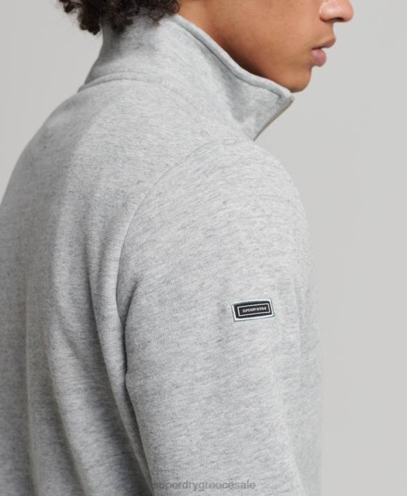 Φούτερ henley με φερμουάρ vintage λογότυπο από οργανικό βαμβάκι άνδρες είδη ένδυσης γκρί Superdry L02L5003