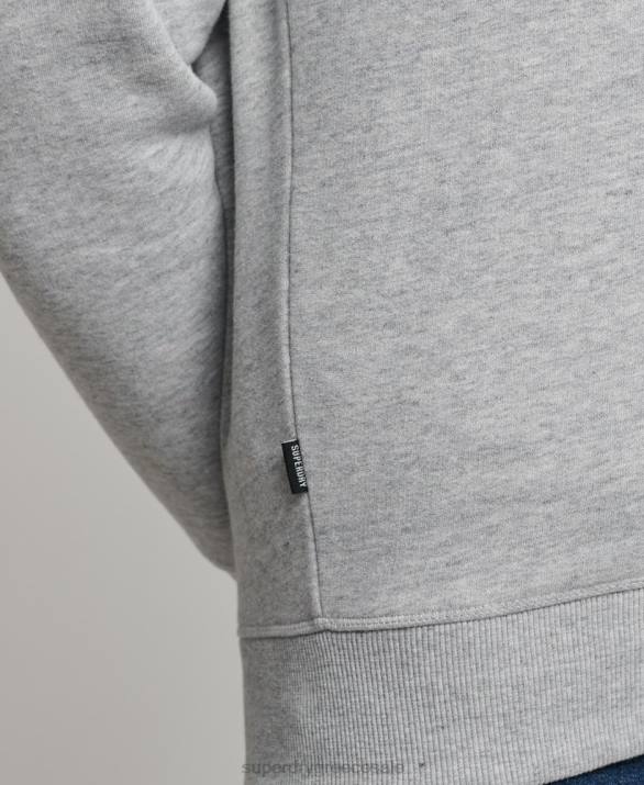 Φούτερ henley με φερμουάρ vintage λογότυπο από οργανικό βαμβάκι άνδρες είδη ένδυσης γκρί Superdry L02L5003
