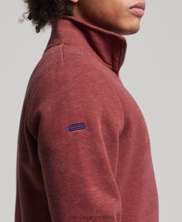 Φούτερ henley με φερμουάρ vintage λογότυπο από οργανικό βαμβάκι άνδρες είδη ένδυσης το κόκκινο Superdry L02L5034