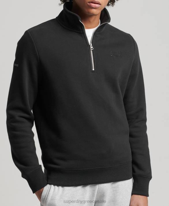 Φούτερ henley με φερμουάρ vintage λογότυπο από οργανικό βαμβάκι άνδρες είδη ένδυσης μαύρος Superdry L02L5047