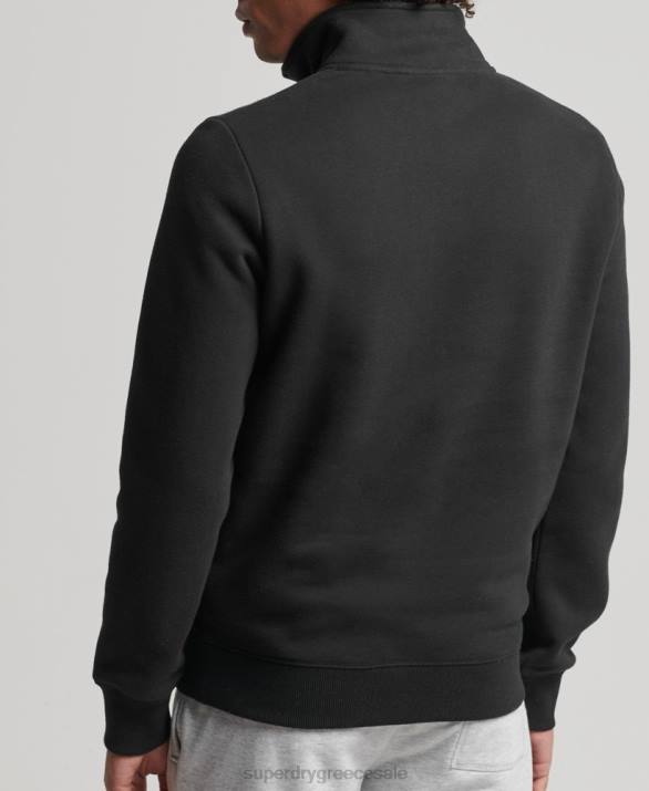 Φούτερ henley με φερμουάρ vintage λογότυπο από οργανικό βαμβάκι άνδρες είδη ένδυσης μαύρος Superdry L02L5047