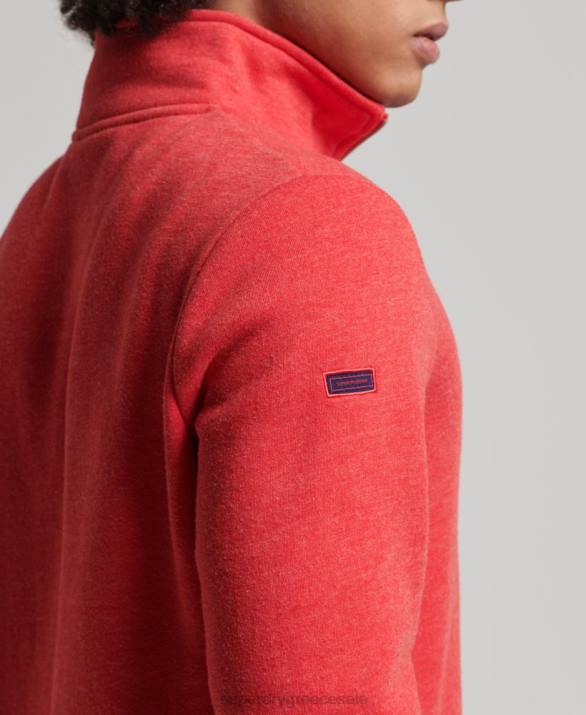 Φούτερ henley με φερμουάρ vintage λογότυπο από οργανικό βαμβάκι άνδρες είδη ένδυσης το κόκκινο Superdry L02L5071