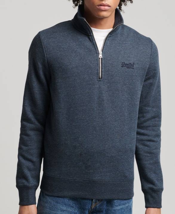 Φούτερ henley με φερμουάρ vintage λογότυπο από οργανικό βαμβάκι άνδρες είδη ένδυσης ΠΟΛΕΜΙΚΟ ΝΑΥΤΙΚΟ Superdry L02L5086