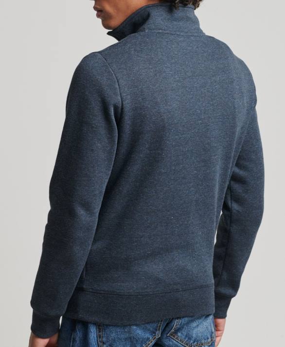 Φούτερ henley με φερμουάρ vintage λογότυπο από οργανικό βαμβάκι άνδρες είδη ένδυσης ΠΟΛΕΜΙΚΟ ΝΑΥΤΙΚΟ Superdry L02L5086