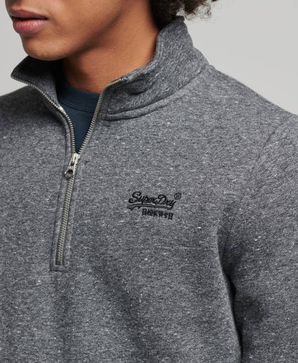 Φούτερ henley με φερμουάρ vintage λογότυπο από οργανικό βαμβάκι άνδρες είδη ένδυσης σκούρο γκρι Superdry L02L5105