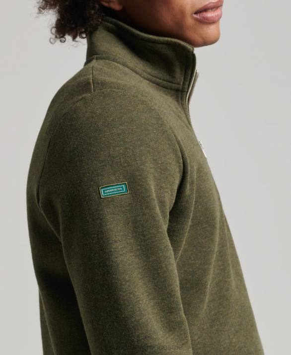 Φούτερ henley με φερμουάρ vintage λογότυπο από οργανικό βαμβάκι άνδρες είδη ένδυσης χακί Superdry L02L5122