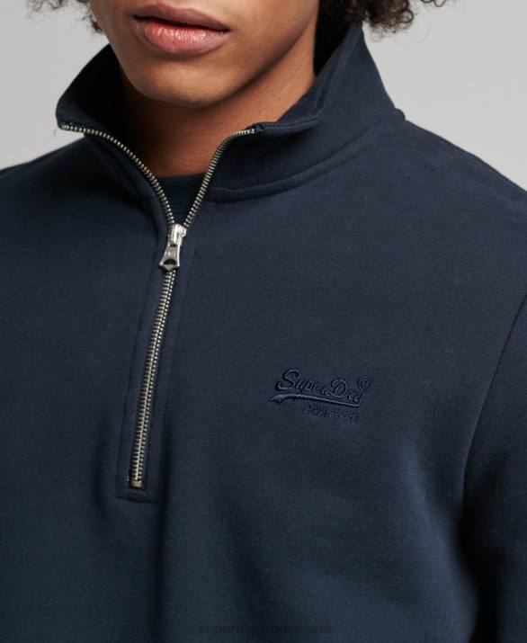 Φούτερ henley με φερμουάρ vintage λογότυπο από οργανικό βαμβάκι άνδρες είδη ένδυσης ΠΟΛΕΜΙΚΟ ΝΑΥΤΙΚΟ Superdry L02L5229