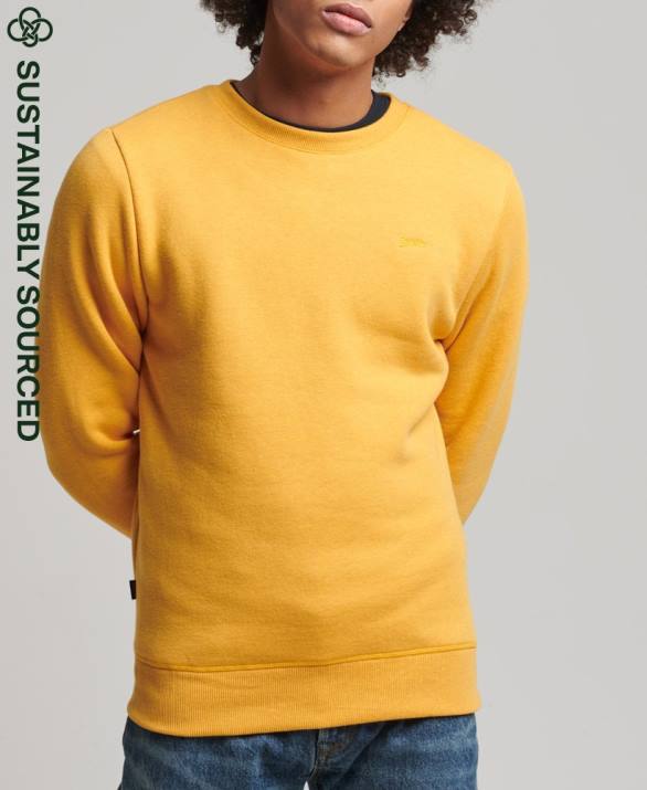 φούτερ πληρώματος με λογότυπο vintage από οργανικό βαμβάκι άνδρες είδη ένδυσης κίτρινος Superdry L02L5068