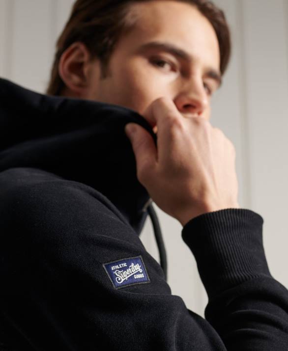 vintage λογότυπο duo raglan loopback hoodie άνδρες είδη ένδυσης σκούρο γκρι Superdry L02L873