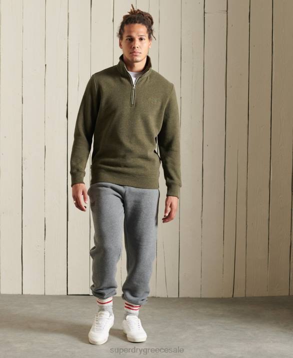 vintage φούτερ henley με φερμουάρ με λογότυπο άνδρες είδη ένδυσης χακί Superdry L02L5033